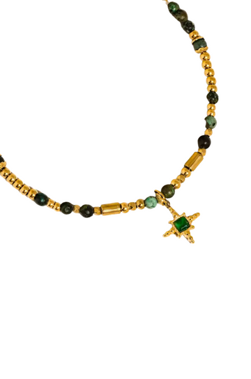 18K Non-Tarnish Beaded Green Gemstones Necklace
18K Gold Plating
Stainless Steel
African Turquoise Cubic Zirconia
Chain Length:14.96" / Extension Length:2.17"
Lead-free
Nickel-safe
Hypoallergenic
Water Resistant