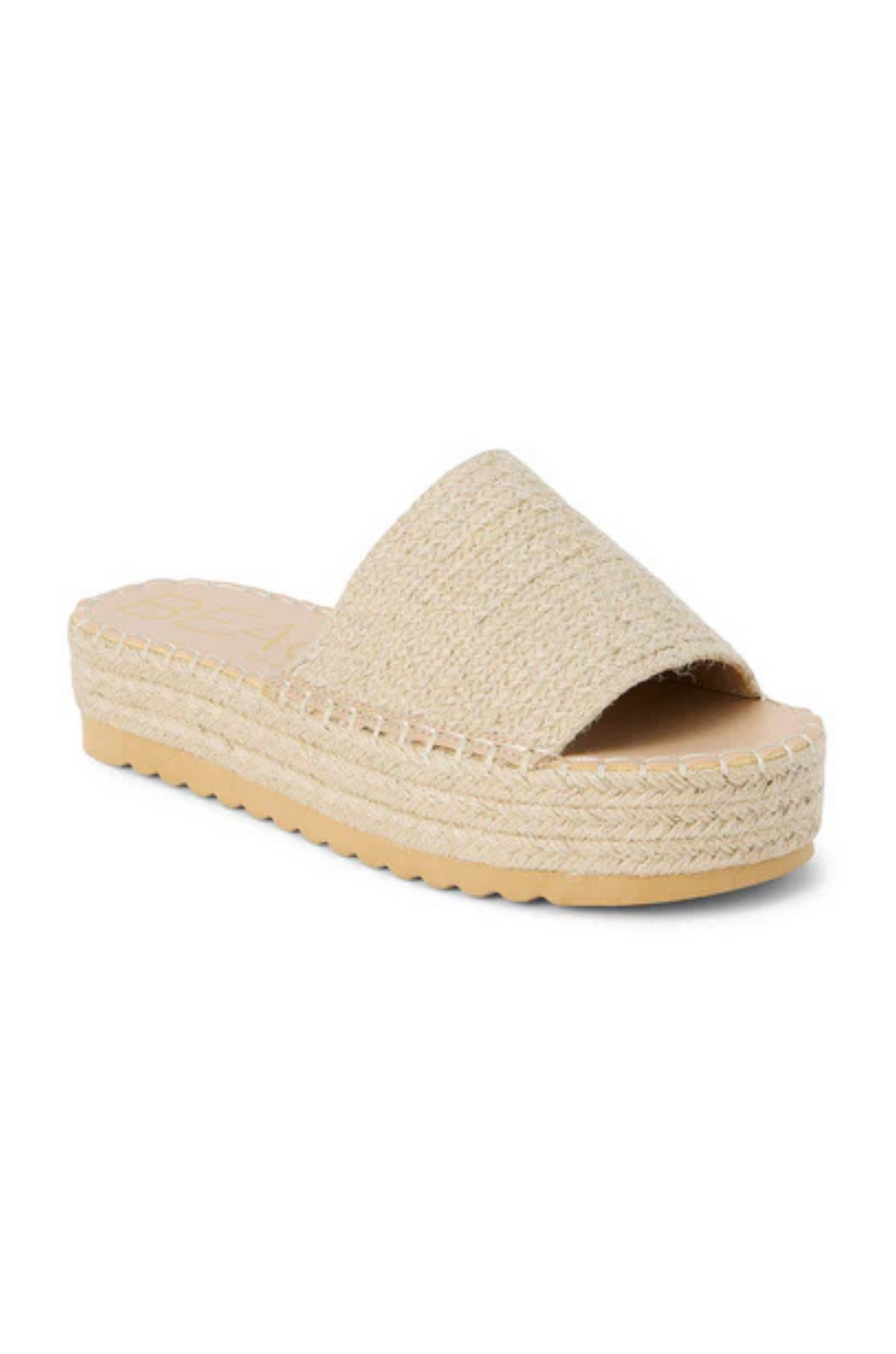 Platform braided raffia sandal
Padded insole
Slip on style
Jute/Synthetic