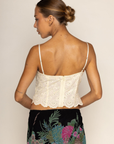Woven floral eyelet cami tank top
Ruffle bust hem
Elastic bust hem
Adjustable straps
Back zipper closure
Unlined
yellow floral eyelet tank top 
summer tank top
spring tank top