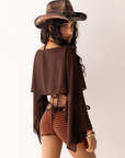 brown sheer cropped long sleeve
unlined
festival outfit
coachella outfit
stagecoach outfit