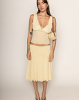 yellow and brown Mesh polka dot midi skirt
Scalloped elastic waistband
Ruffle trim
Lined
summer midi skirt
yellow and brown polka dot midi skirt