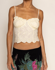 Woven floral eyelet cami tank top
Ruffle bust hem
Elastic bust hem
Adjustable straps
Back zipper closure
Unlined
yellow floral eyelet tank top 
summer tank top
spring tank top