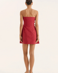 red A-line tube top &nbsp;mini dress
Straight bandeau neckline
Waist panels
Side cut out details with bead embellishment
red summer mini dress
resort wear 
resort mini dress
vacation mini dress