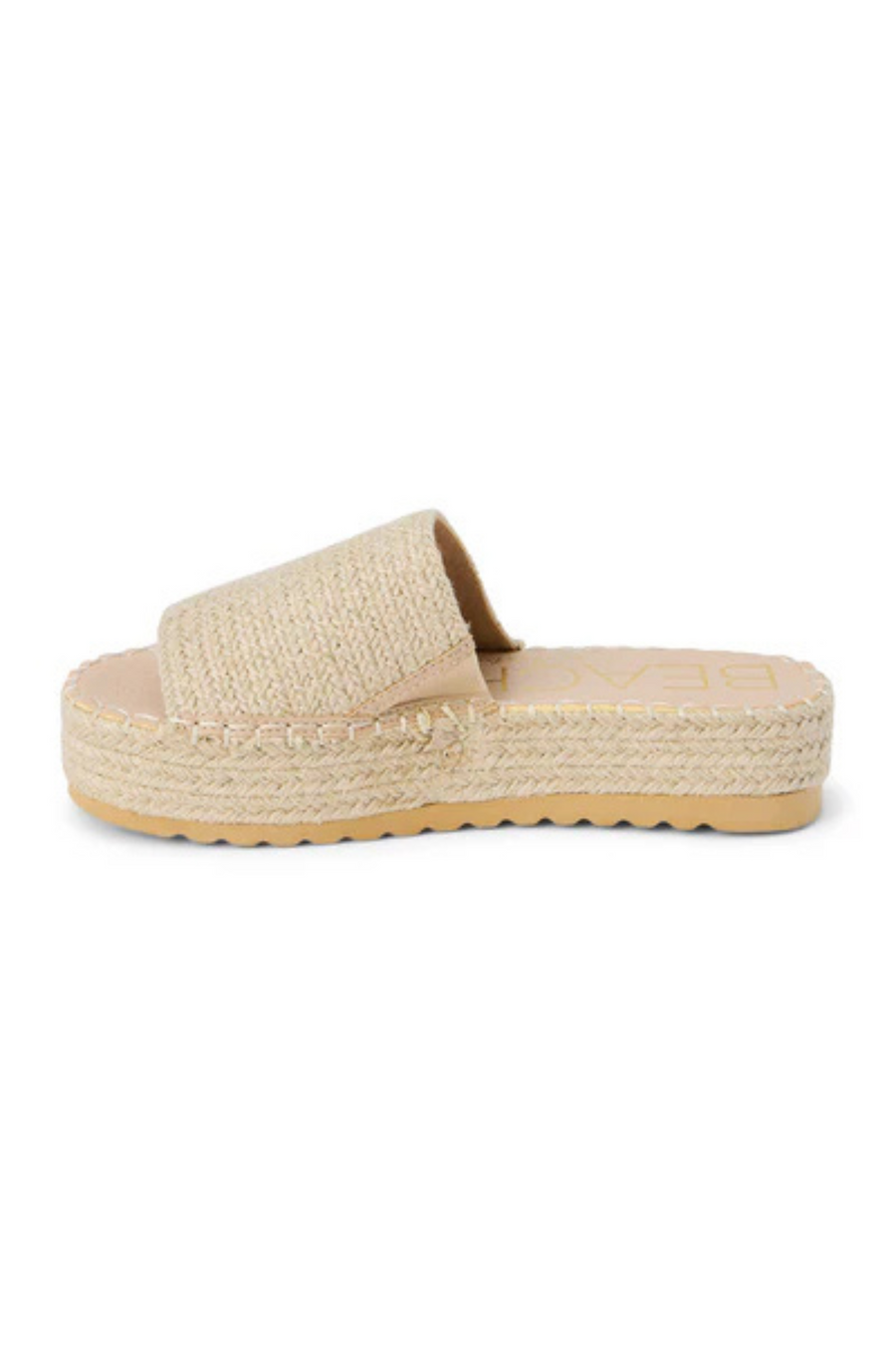 Platform braided raffia sandal
Padded insole
Slip on style
Jute/Synthetic