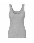 Heathered grey tank top
Sleeveless
Scoop neckline
Unlined