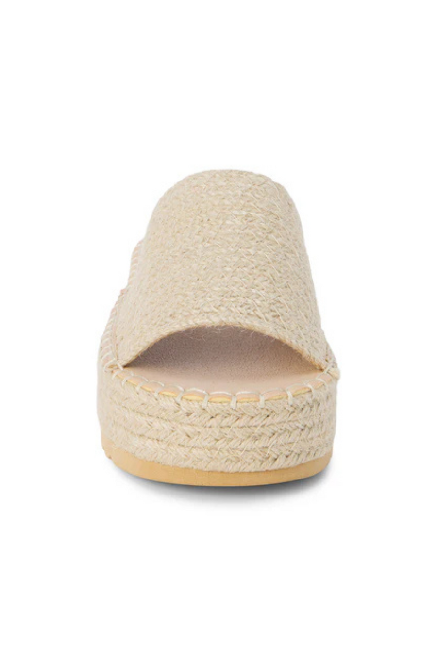 Platform braided raffia sandal
Padded insole
Slip on style
Jute/Synthetic