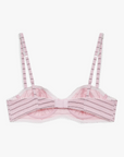 pink Striped unlined bra
Underwire cups
Adorned with picot trims
Decorative bow at front
Adjustable straps
pink bra
for love & lemons bra