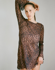 Sheer chiffon polka dot mini dress
Long sleeve
Unlined/Sheer
leopard mini dress