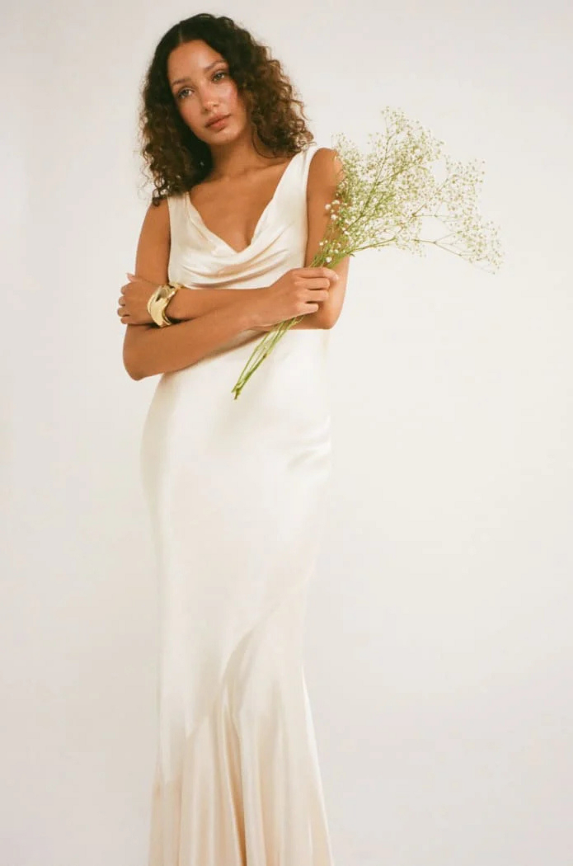 ivory Satin maxi dress
Cowl neck neckline
Open back
Adjustable back tie for waist snatching
Mermaid hem
bridal maxi dress
bridal shower maxi dress
rehearsal maxi dress
bride dress
wedding dress