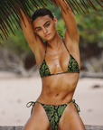 green and black Snake printed triangle bikini top
Adjustable neck and back
Crafted from soft, stretchy premium Italian fabric