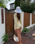 yellow and blue Striped cardigan
Long sleeve
Crew neckline
Button down closure
Unlined
hamptons east cost outfit