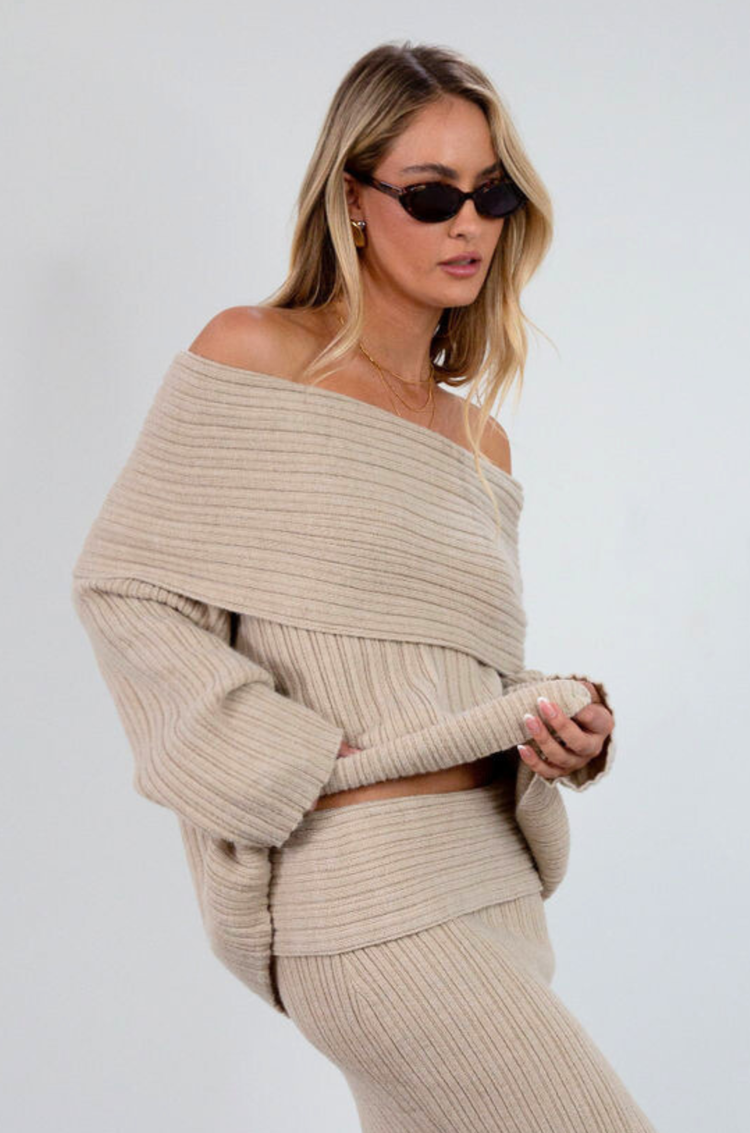 Fuzzy crochet knit oversized sweater. Folded neckline. Long sleeves. Unlined. fall set. fall outfit. cute warm clothes