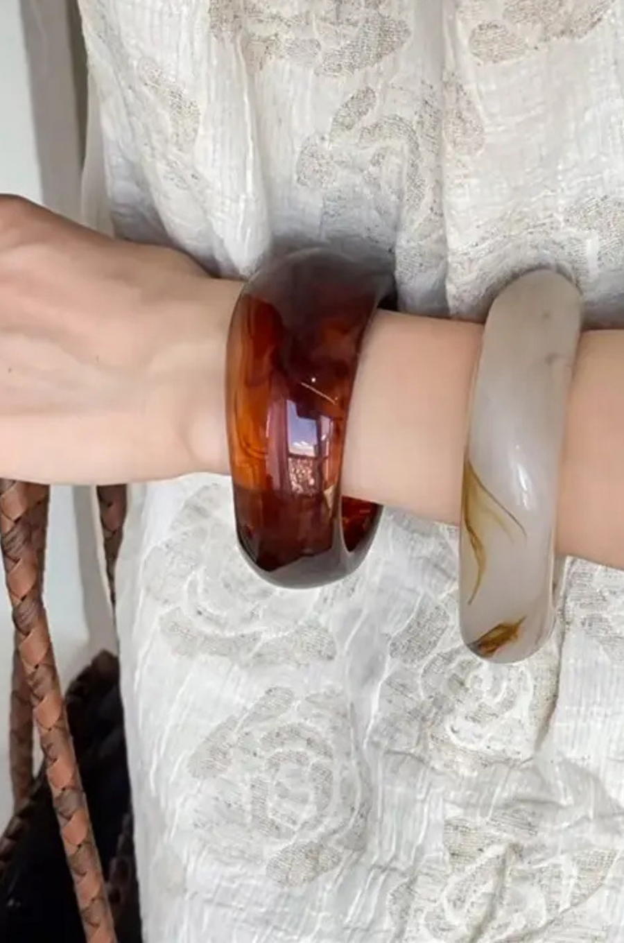 Acrylic marble pattern bangle bracelet