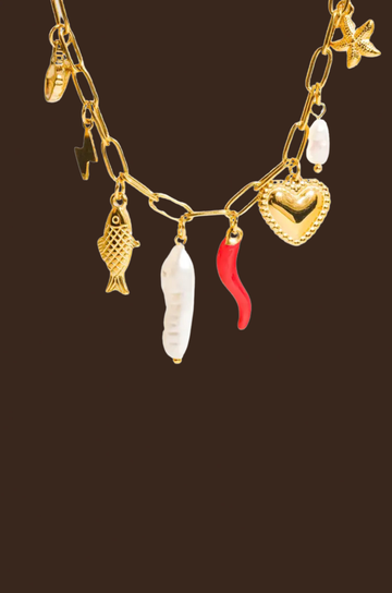 18K Gold Non-Tarnish Pepper Fish Pearl Charm Necklace
18K Gold Plating Stainless Steel
Pendant Size: 0.5 - 1.1 inches&nbsp;
Chain Length: 17.7"
Extension Length: 2"
Lead and Nickel Free
Hypoallergenic
Water Resistant