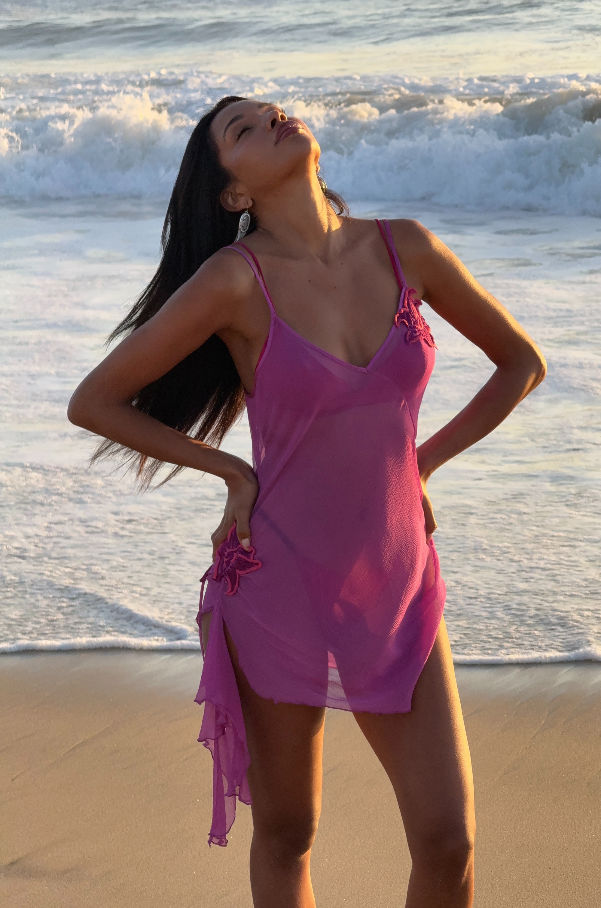 pink Chiffon sheer mini dress
Floral embroidery detail
Satin adjustable straps
Adjustable back tie
Asymmetrical hem line
festival outfit
coachella outfit
stagecoach outfit