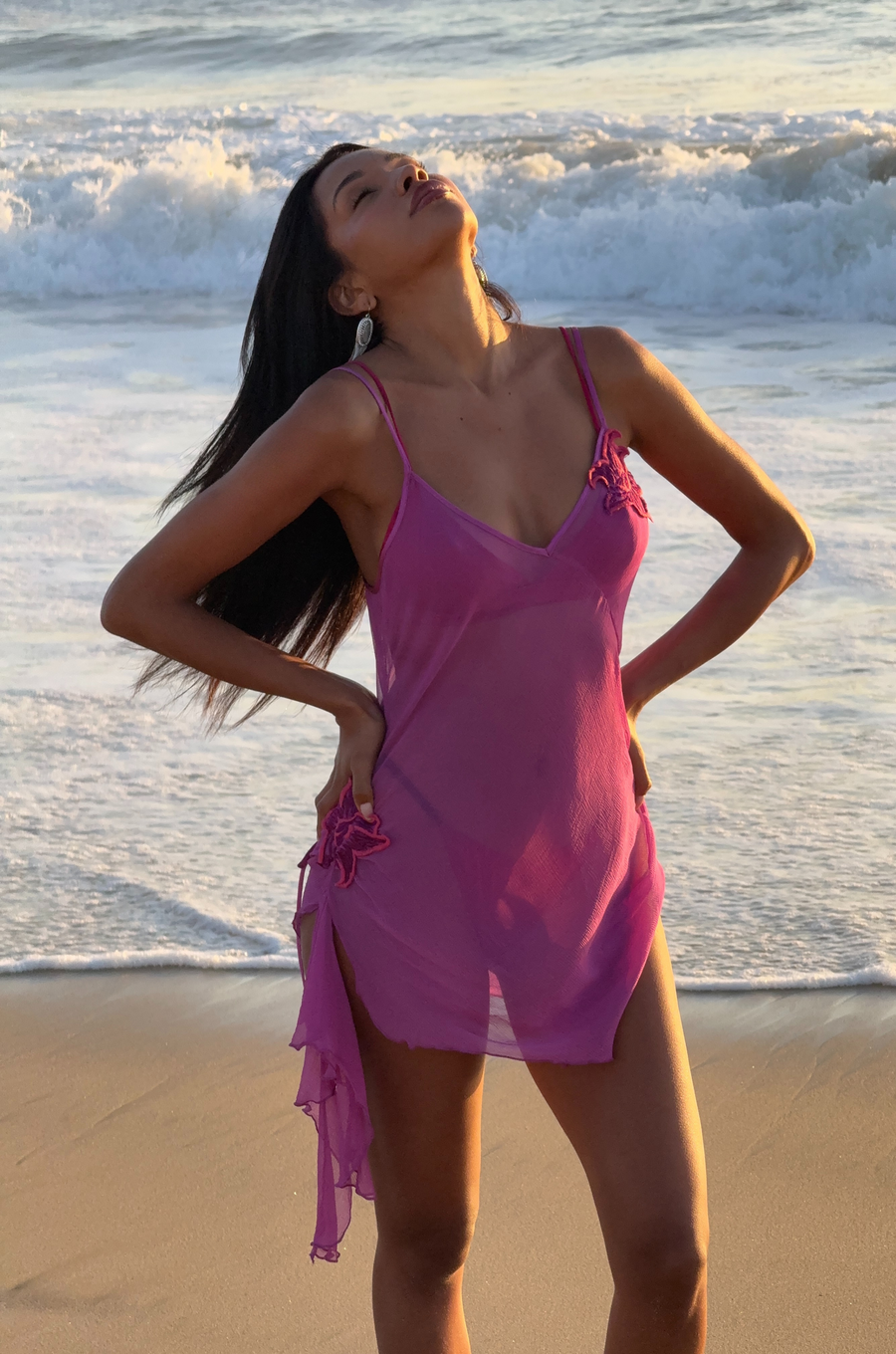 pink Chiffon sheer mini dress
Floral embroidery detail
Satin adjustable straps
Adjustable back tie
Asymmetrical hem line
festival outfit
coachella outfit
stagecoach outfit