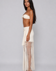 ivory Mini skirt with long fringe hem
wrap skirt
resort bridal skirt
Tie waist
Button closure
Lined