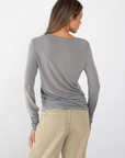 grey Knit long sleeve tee
Crewneck
Unlined
Length: 21.5"
Rayon/Acrylic/Spandex