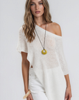 white Sheer knit poncho
Unlined