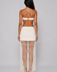 ivory Mini skirt with long fringe hem
wrap skirt
resort bridal skirt
Tie waist
Button closure
Lined