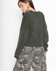 Woman wearing a green sweater and camouflage shorts on a white background
Fuzzy knit cardigan
Crewneck
Front button down closures
Long sleeves
Unlined
green cardigan
fall cardigan
fall outfit
fall transition outfit