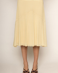 yellow and brown Mesh polka dot midi skirt
Scalloped elastic waistband
Ruffle trim
Lined
summer midi skirt
yellow and brown polka dot midi skirt