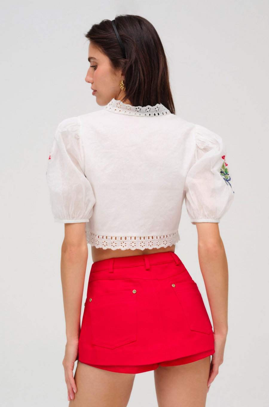 Lipstick Denim Mini Skort by For Love & Lemons