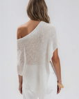 white Sheer knit poncho
Unlined