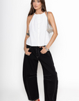 white Linen high neck tank top
A line
Button down closure
Fixed straps
Unlined