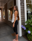 white Open crochet halter top
Adjustable neck tie
Unlined/Sheer
Can also be worn as a skirt
Waist: 28" / Length: 16.5"
Cotton