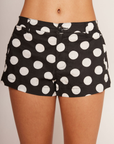 black and white Polka dot mini shorts
Elastic waistband