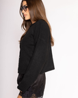 black Knit long sleeve cardigan
Rolled collar
Button down closure
Unlined
black cardgian