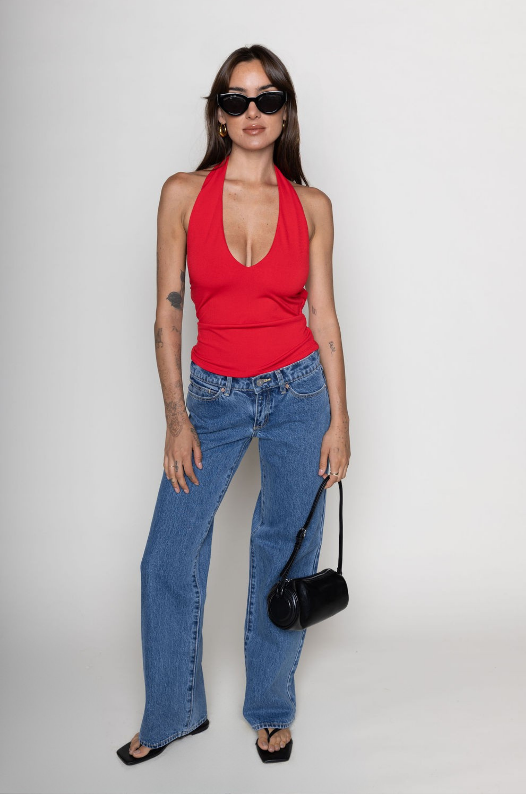 red Halter top
V-neckline
Fixed halter strap
Back adjustable strap
Has stretch
Lined
fourth of just halter top
going out top
summer tank top