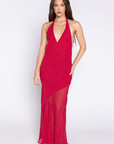 red Polka dot halter maxi dress
V-neckline
Adjustable neck tie
Low back
Asymmetrical sheer hemline
Partially unlined/Sheer
galentines day outfit
valentines day dress