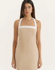 tan beige Fit and flare halter mini dress
Square neckline
Halter style fastening
Contrast trim
Summer mini dress