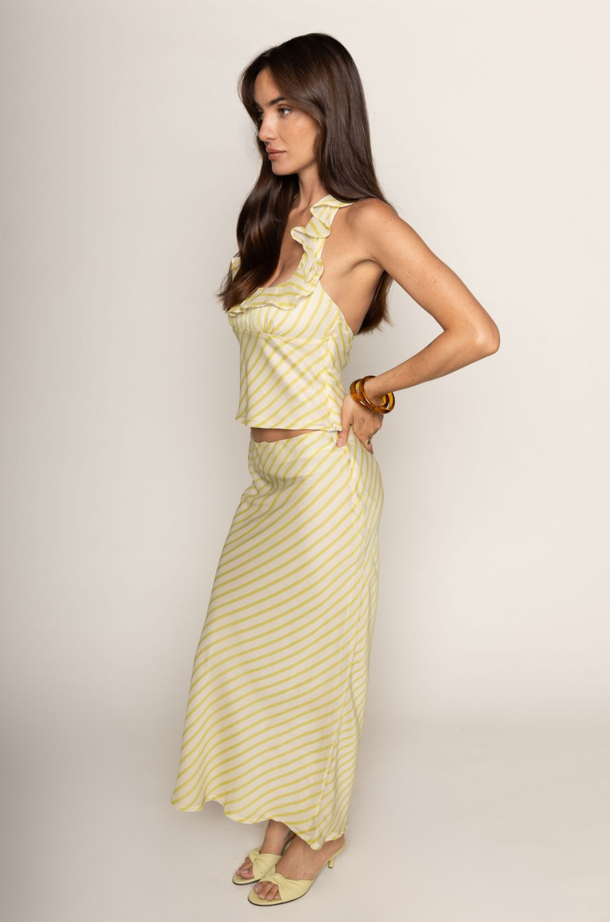 Striped chiffon maxi skirt
Side zipper
Lined
lime green maxi skirt set