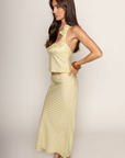 Striped chiffon maxi skirt
Side zipper
Lined
lime green maxi skirt set