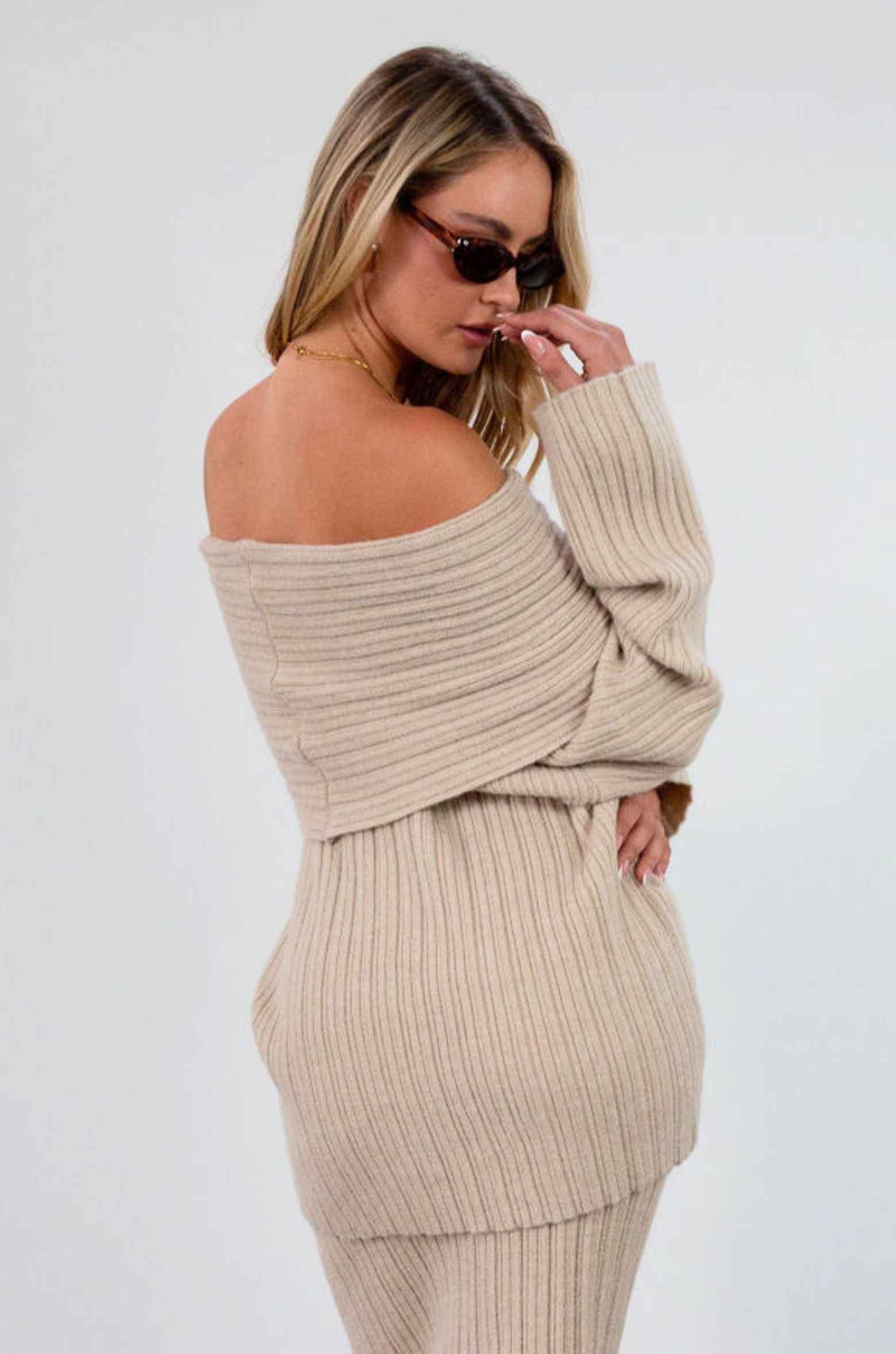 Fuzzy crochet knit oversized sweater. Folded neckline. Long sleeves. Unlined. fall set. fall outfit. cute warm clothes