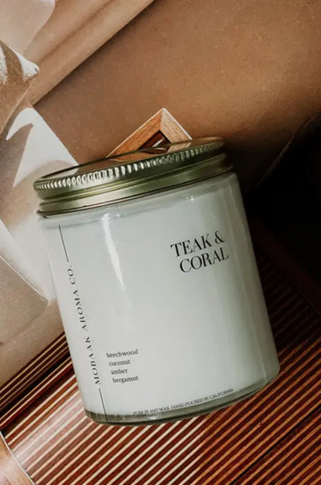 On the Nose:
Beechwood
Coconut
Amber
Bergamot
Up to 30 hours of burning time
Housed in a reusable glass jar
100% soy wax