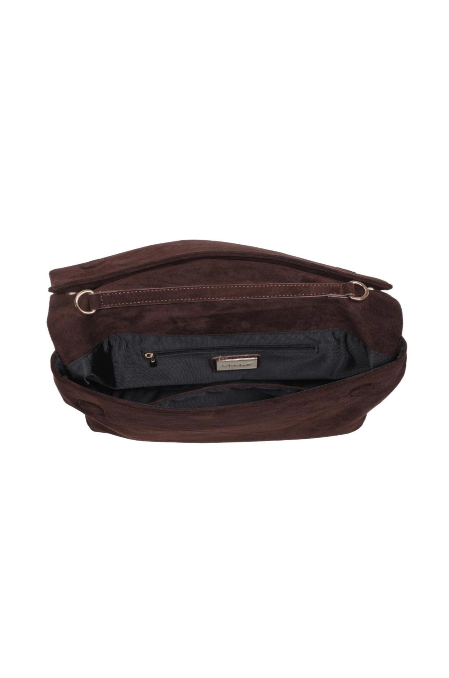 Crossbody faux suede purse
Removable chain strap
Outer zip pocket
Inner zip and slip pocket
Magnetic closure
Lined
Vegan Leather
chocolate brown faux seule clutch purse 
fall bag
fall clutch