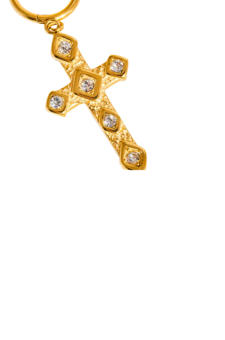 18K Non-Tarnish CZ Gold Cross Earring
18K Gold Plating
Stainless Steel
Rhinestone