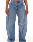 Our Barrel Customs are a mid to low rise jean
Baggy fit
Zip and fly closure
Please note, these pieces are vintage and have signs of wear. Some pieces have slight imperfections, which vary from piece to piece
Cotton
Light to medium wash levi jeans
Cutom barrel jeans
custom levi jeans
Ali grace jeans