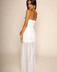 white Strapless sheer maxi dress
Back zipper closure
Partially lined
Inner rubber grip lining
Partially sheer
white mesh skirt dress
bridal dress
Bachelorette
rehearsal dinner dress
bridal shower dress