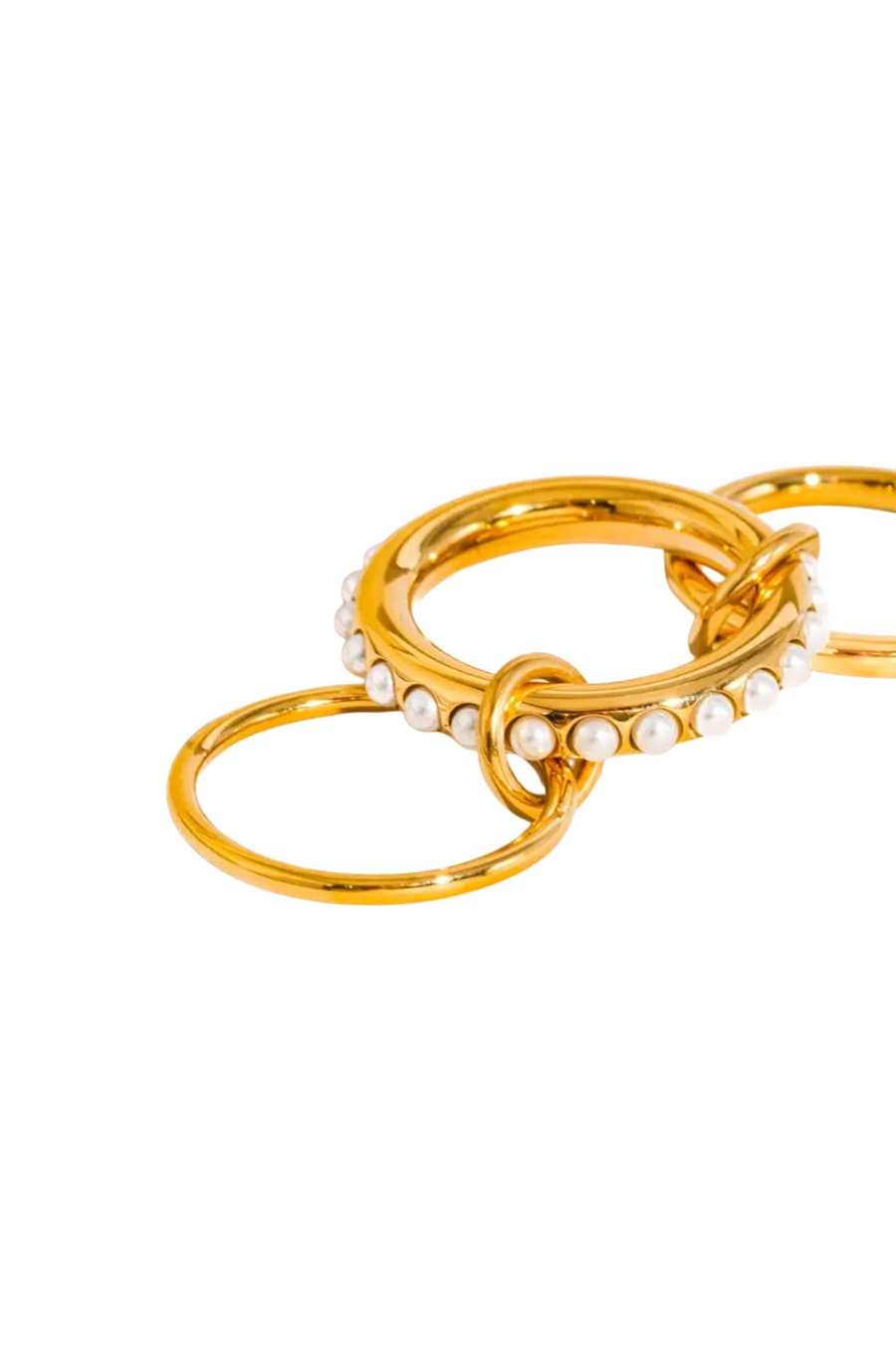 18K Gold Non-Tarnish Multi Stack Pearl Band Ring
18K Gold Plating
Stainless Steel
Size 8 Measurement: 0.714 Diameter/2.24 Circumference
Lead-free
Nickel-safe
Hypoallergenic
Water Resistant