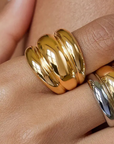 18K Gold Non-Tarnish Dome Statement Ring