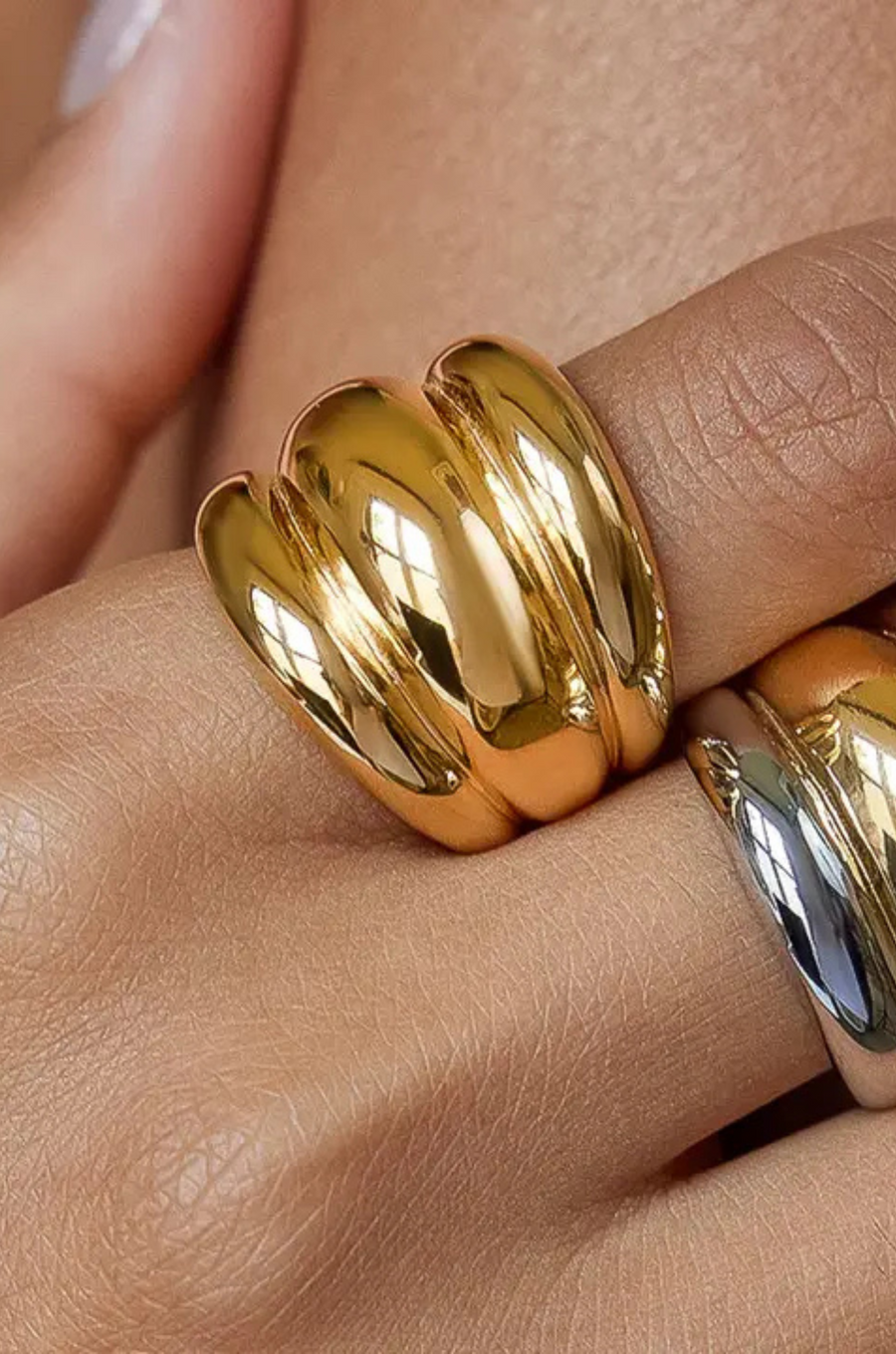 18K Gold Non-Tarnish Dome Statement Ring