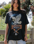 Graphic short sleeve t-shirt top
Crew neckline
American motorcycles in a collection of graphics inspired by classic Americana imagery
Cuffed sleeves
Luxuriously soft and smooth against the skin
50% cotton and 50% modal butter jersey knit