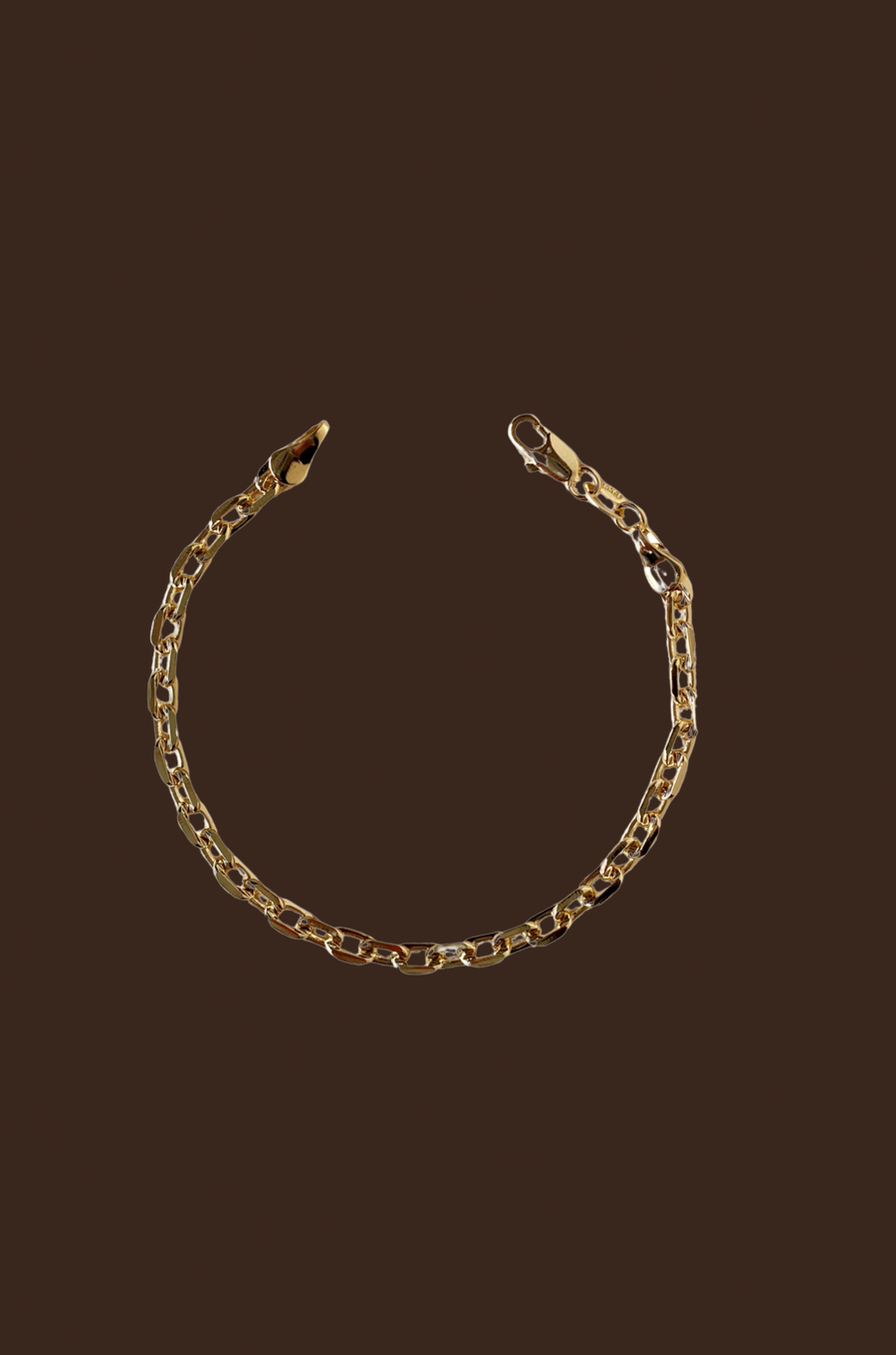 18k Gold filled diamond 4.5 mm cut anchor chain link bracelet featuring a lobster clasp
gold chain bracelet