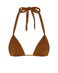 brown Triangle bikini top
Knot detail
A rich, toasted bronze hue
Adjustable neck and back tie
Beading detail on back string