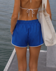blue Track shorts
Elastic adjustable drawstring
Contrast trim
Unlined
4th of july outfit
4th of july cover up